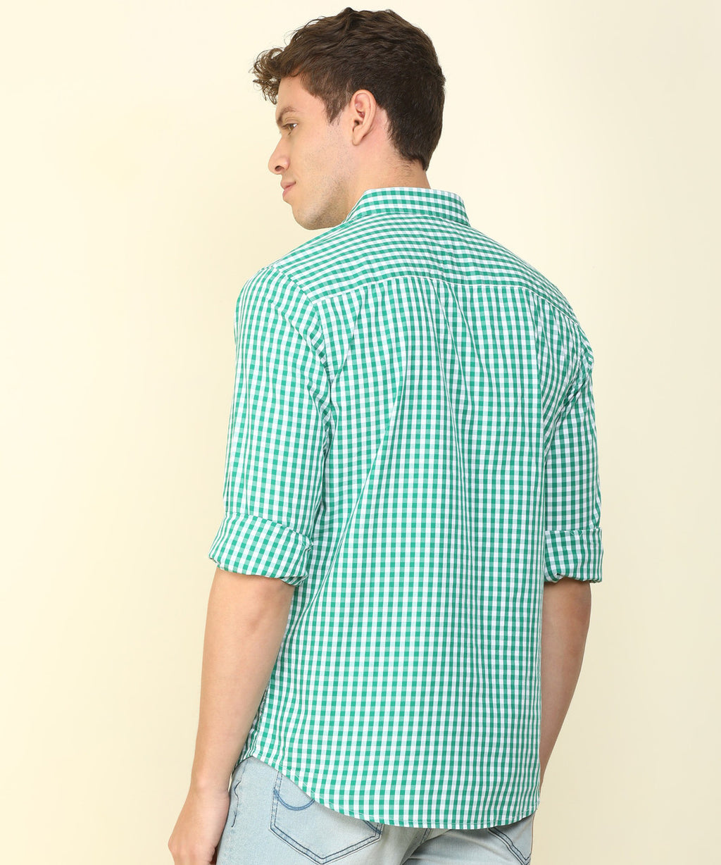 UCB green checked shirt