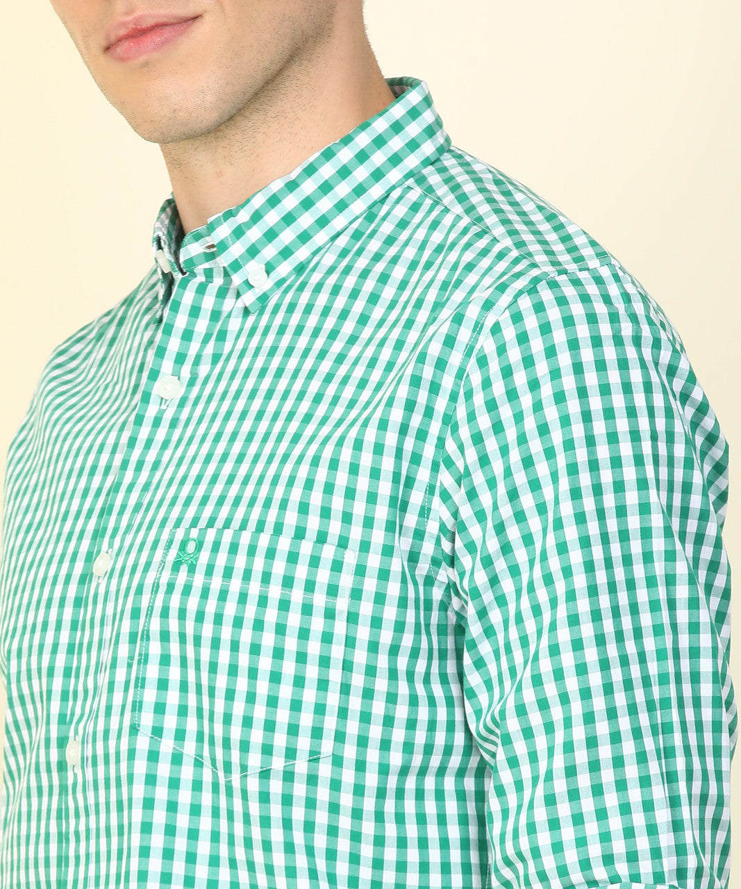 UCB green checked shirt